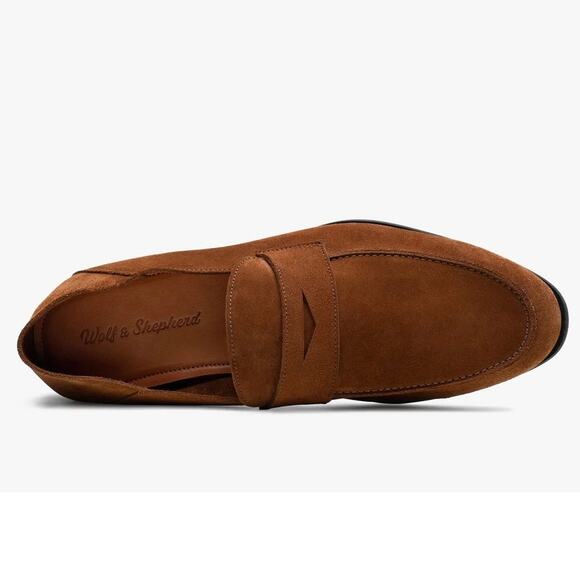 Wolf & Shepherd Other - Wolf & Shepherd Monaco Suede Leather Penny Loafers Brown Size 12 NEW